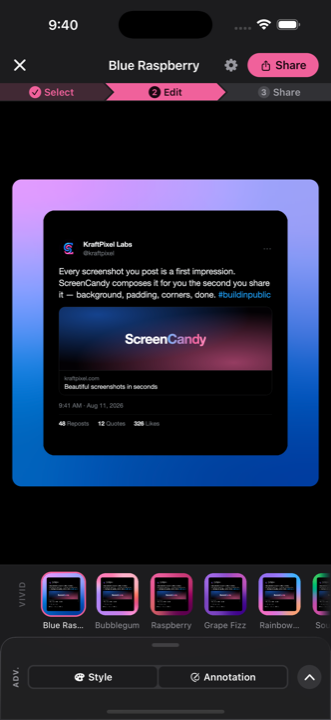 The Share screen with one-tap destination tiles